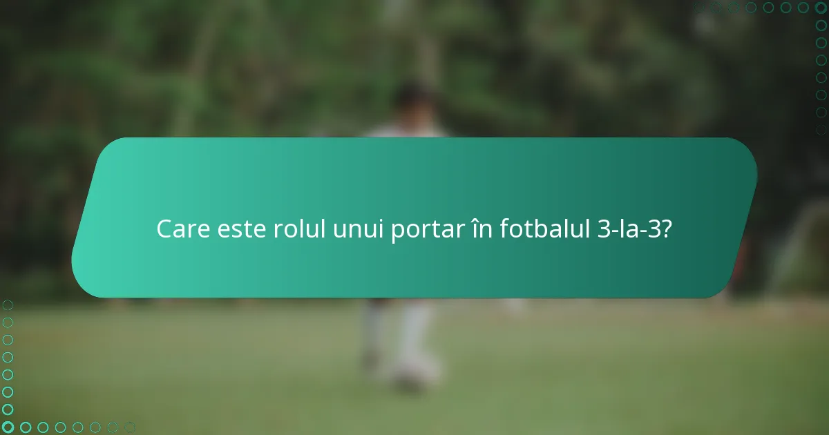 Care este rolul unui portar în fotbalul 3-la-3?