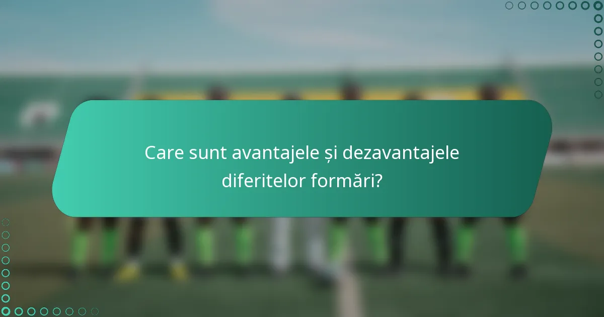 Care sunt avantajele și dezavantajele diferitelor formări?