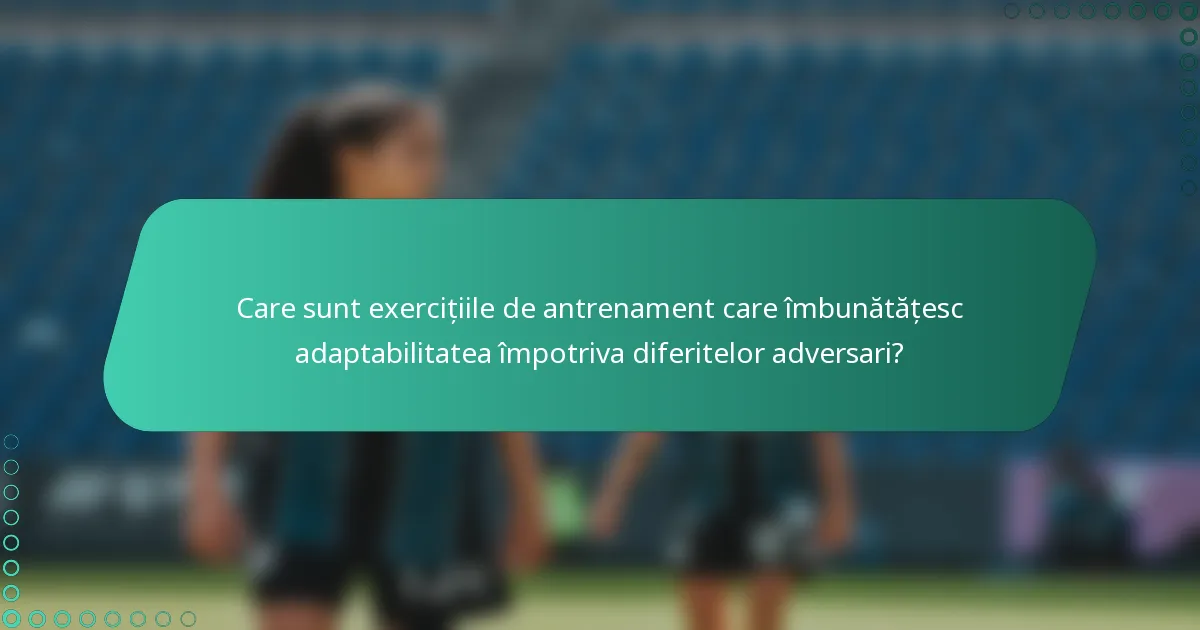 Care sunt exercițiile de antrenament care îmbunătățesc adaptabilitatea împotriva diferitelor adversari?