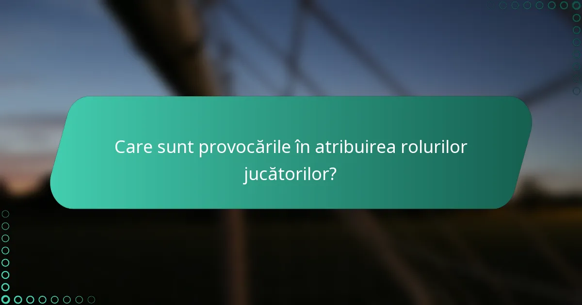 Care sunt provocările în atribuirea rolurilor jucătorilor?
