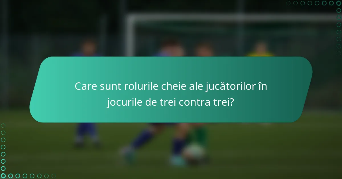 Care sunt rolurile cheie ale jucătorilor în jocurile de trei contra trei?