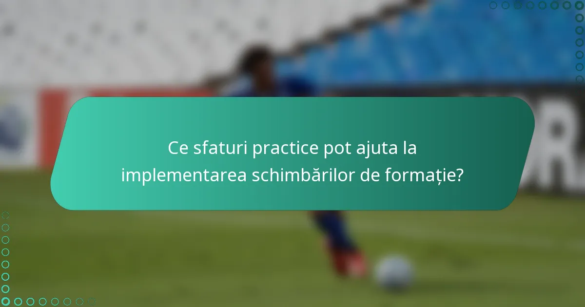 Ce sfaturi practice pot ajuta la implementarea schimbărilor de formație?